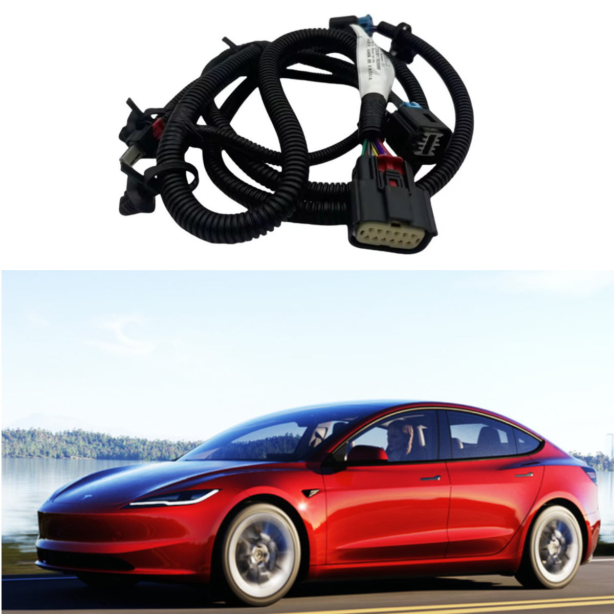 2023特斯拉焕新3版model 3前后保险杠倒车雷达毫米波线束配件
