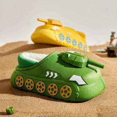 儿童拖鞋2025新款男孩秋冬季男童室内女宝宝家居防滑小坦克棉拖鞋
