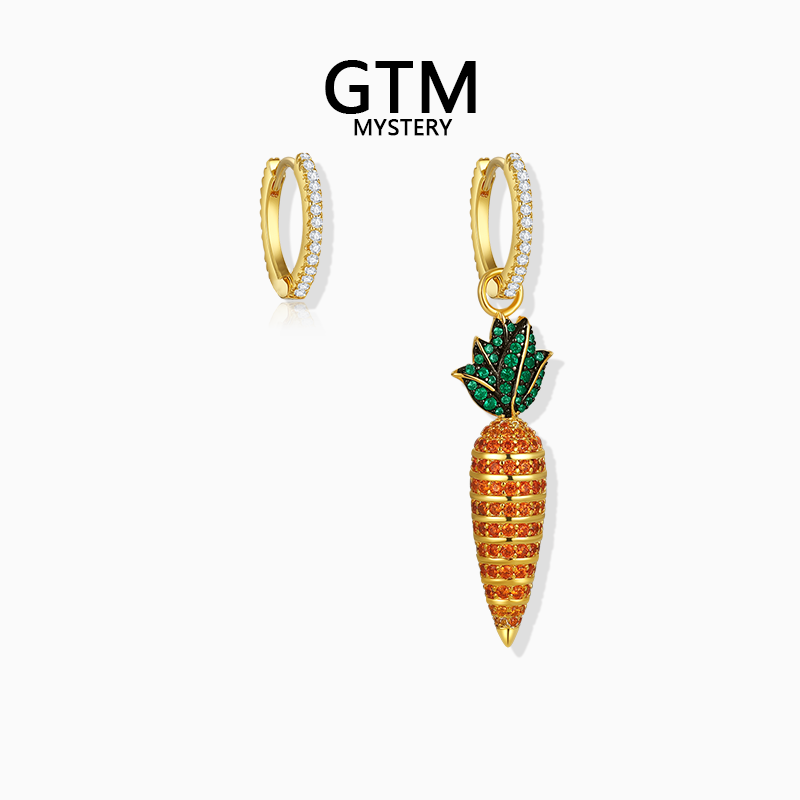 GTM3D俏皮胡萝卜白金色耳环
