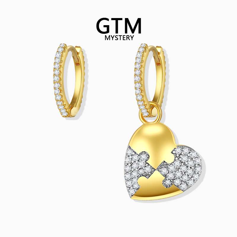 GTM拼图爱心耳环轻奢小众耳饰