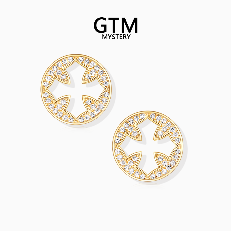 GTM镂空十字架耳钉轻奢气质