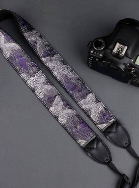 原创小众紫色银色蝴蝶相机带可以穿斜肩单反肩带无反光镜挂绳时尚的颜色