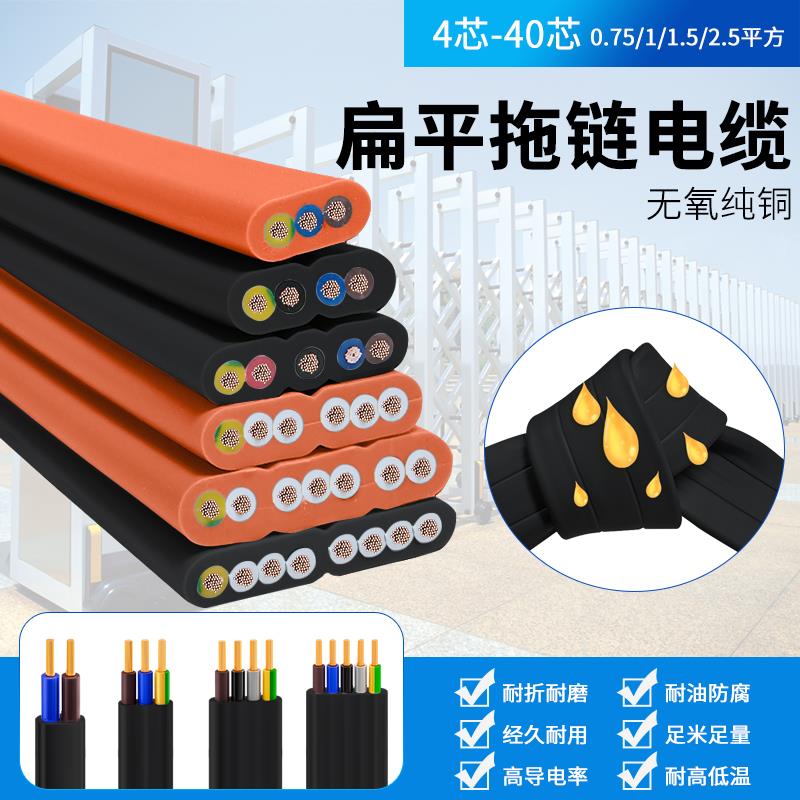 行车扁平电缆TVVB4线6芯8芯10芯1.5平方电动伸缩门电梯柔软扁排线