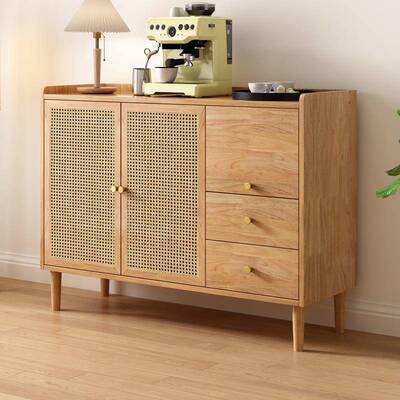 全实木橡木餐边柜碗柜储物柜推拉门橱柜茶水柜客厅餐厅收纳柜子