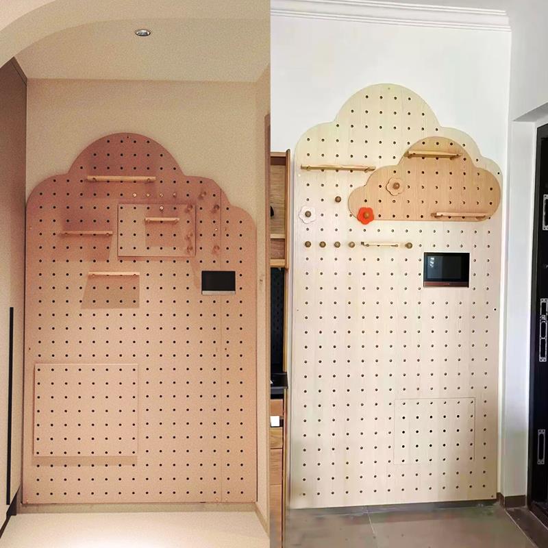木目iwood 进门云朵墙上木质装饰洞洞板 门后收纳装饰置物架钉板