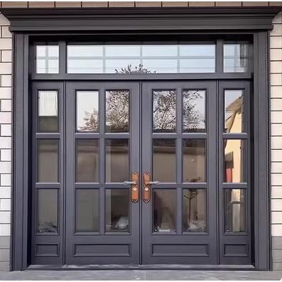 定制别墅大门锌合金对开门乡村钢化玻璃进户大门自建房大门防盗门