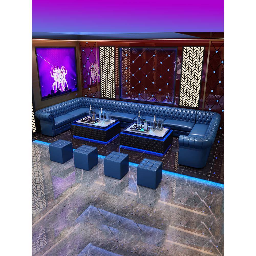 定制Ktv沙发音乐餐厅酒吧家庭卡拉ok盒奶茶店u型摊位酒吧咖啡桌组