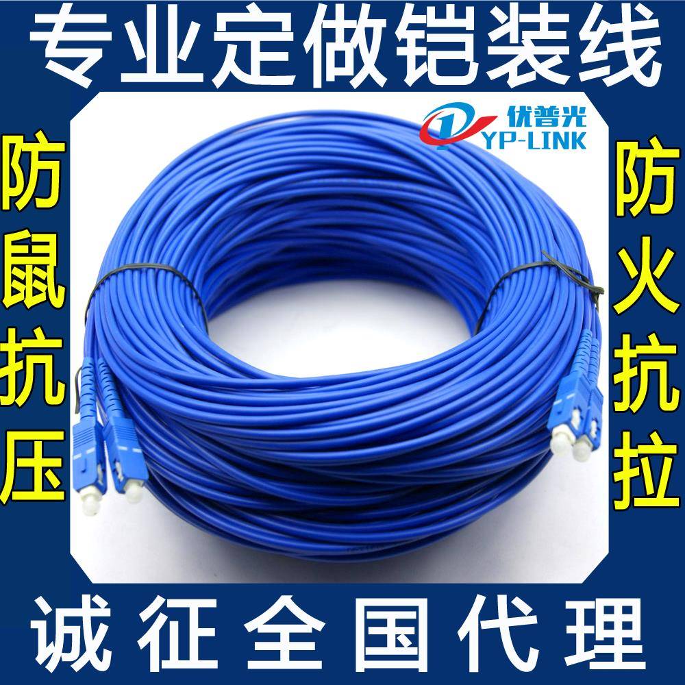 单模光纤跳线 防鼠多模光纤线 铁壳光纤尾纤 FC-LC连接线 15-50米