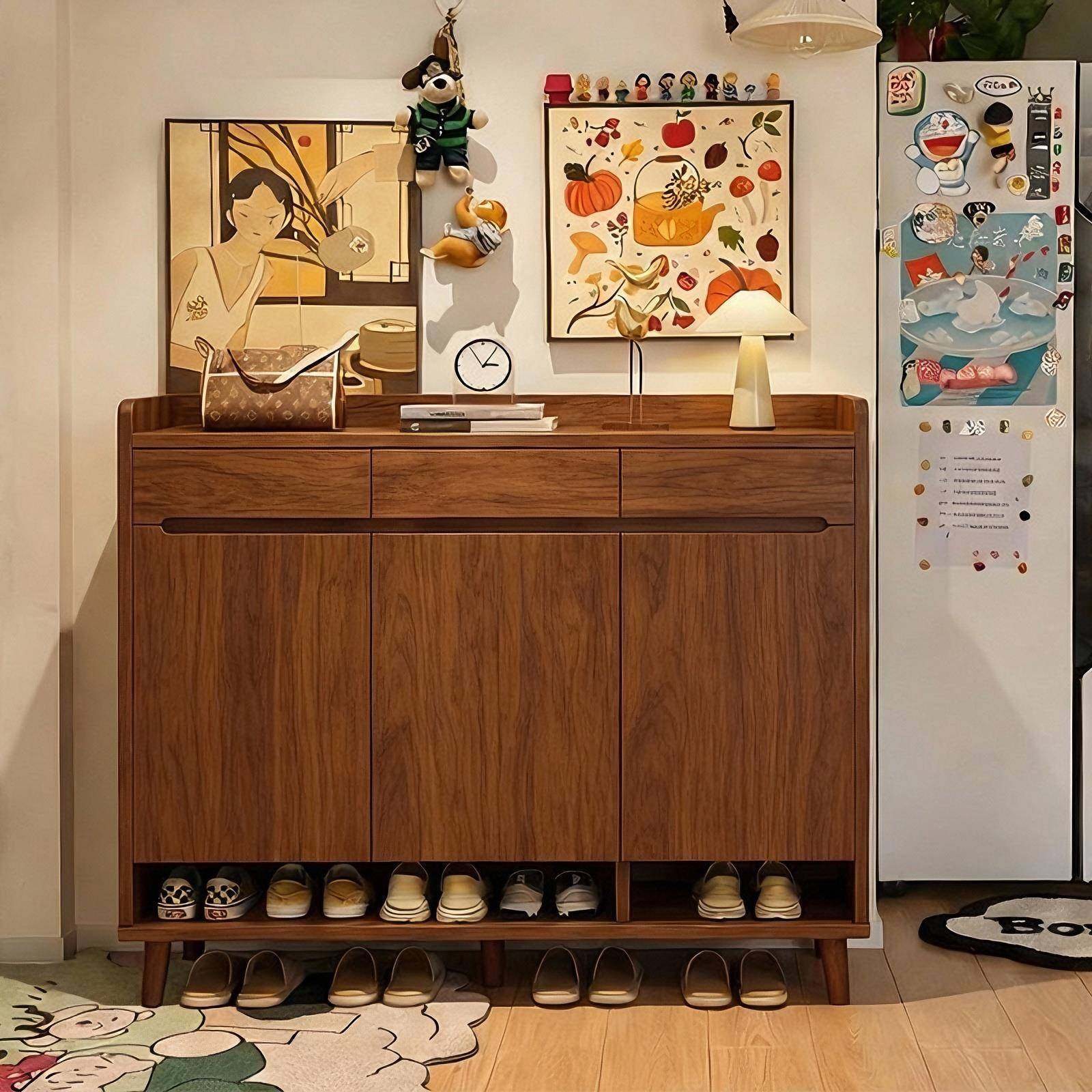 纯实木芯鞋柜家用门口入户玄关收纳柜一体室内新中式靠墙多层鞋架,住宅家具,鞋柜,淘宝优惠券,粉丝福利购,淘宝优惠卷