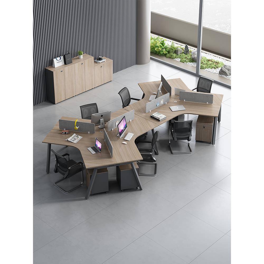 3人位创意职员办公桌设计师款简约现代6人位办公桌员工位桌椅组合