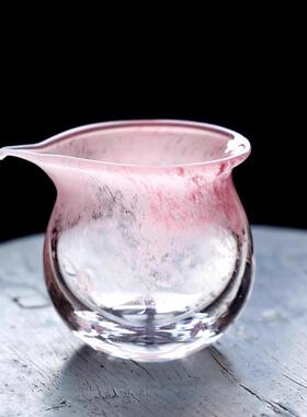 粉色气泡琉璃公杯绿色玻璃公道杯日式无耳分茶器福袋匀杯茶具茶海