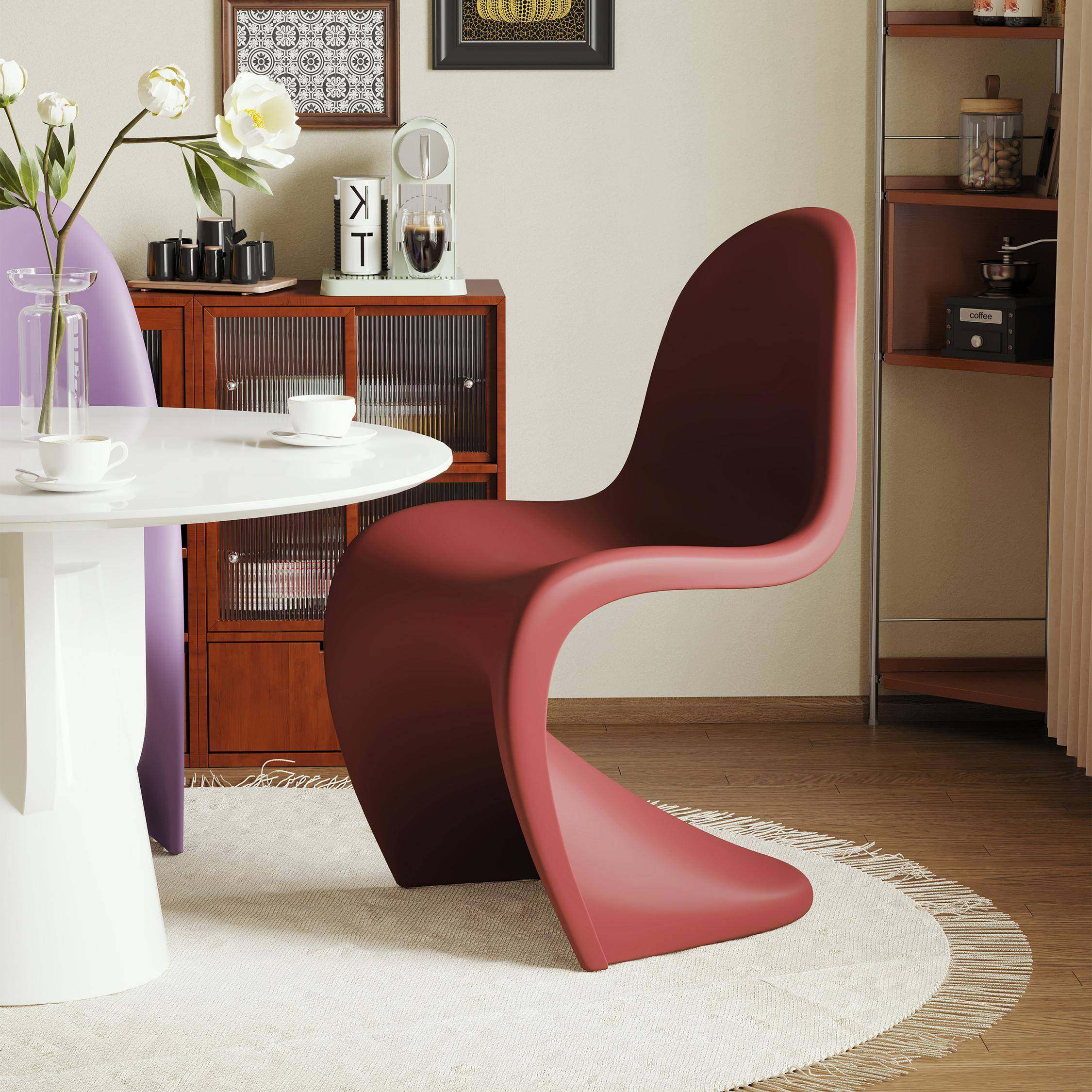 潘东椅家用设计师多巴胺红色餐椅压克力透明可叠放不占地方的椅子