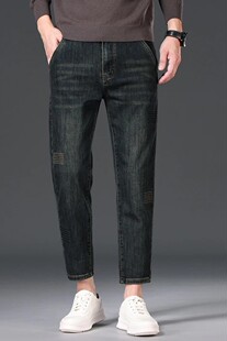 龙普男装店2026新八分牛仔裤男士修身小直筒8分矮个子休闲短腿弹