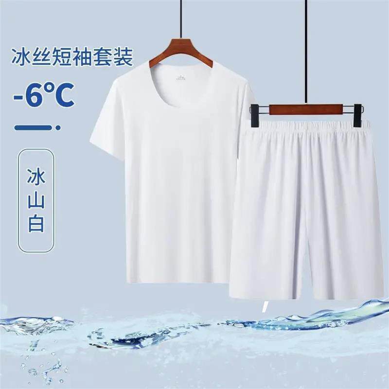 星寻轻奢冰丝短袖t恤男夏季薄款无痕冰感半袖体恤衫h速干宽松睡衣