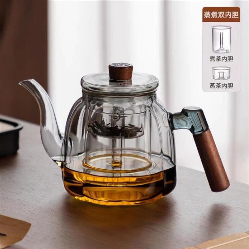 宝秀live3泡茶壶煮茶壶新款加厚耐高温烧水壶木柄长嘴玻璃泡茶壶