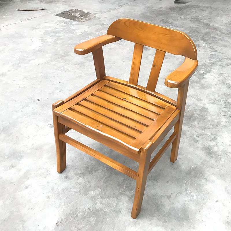 碳化经济型休闲简约餐厅家用实木靠背椅原木商用扶手椅子餐椅