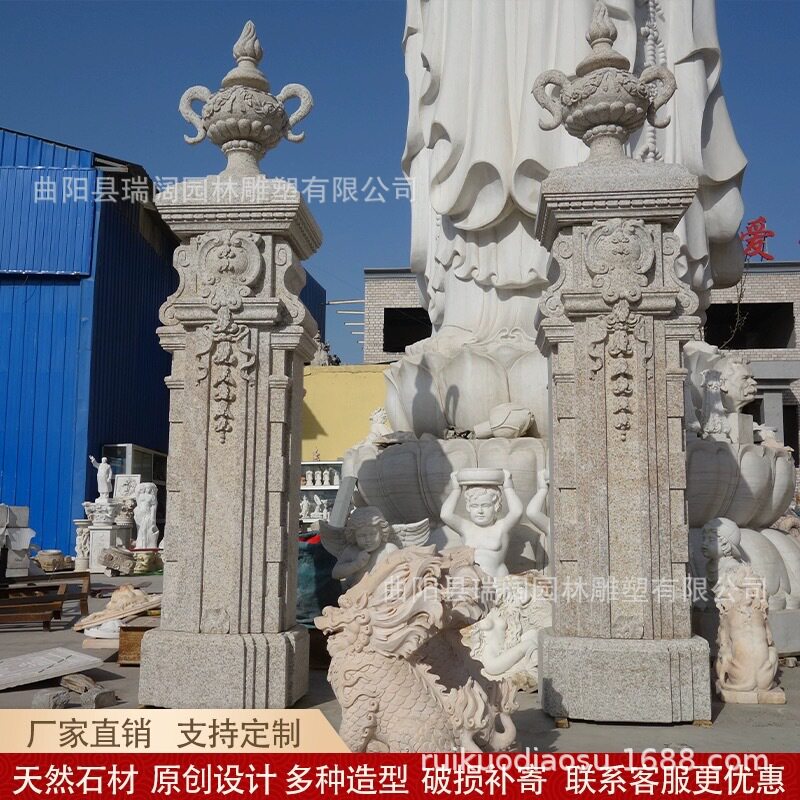 欧式天然花岗岩大理石罗马柱门柱