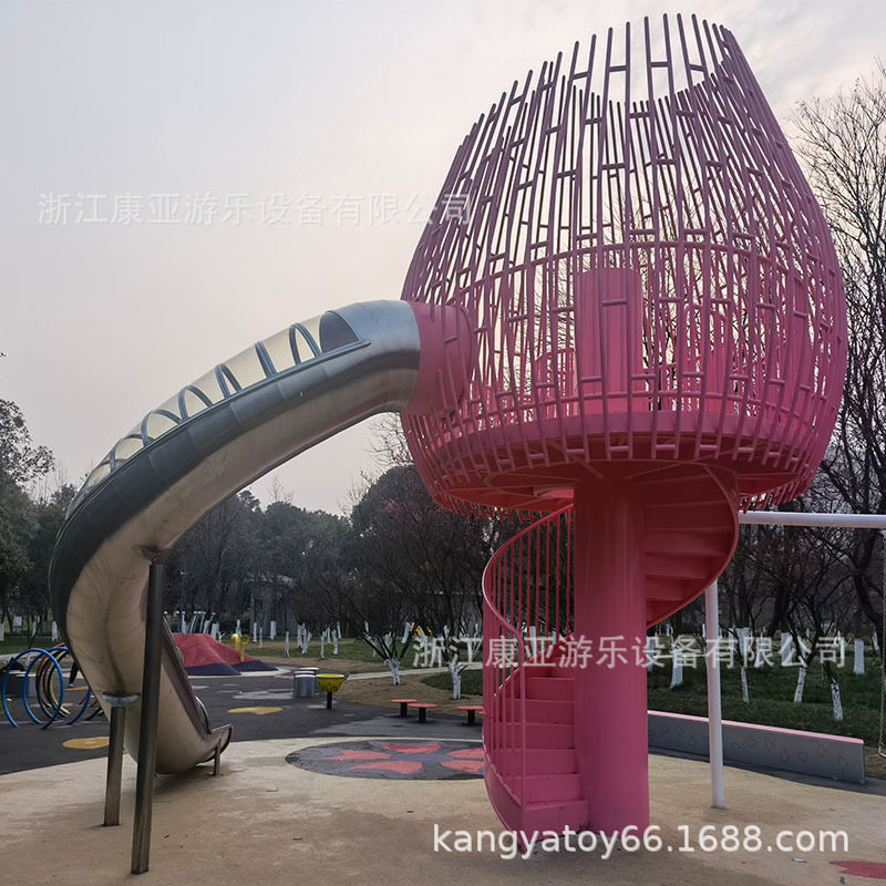 景区不锈钢滑梯幼儿园室内户外游乐设施大型玩具非标设计组合滑梯