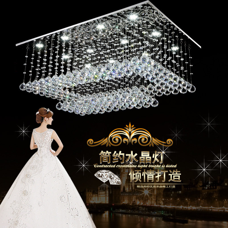 现代长方形吊灯客厅水晶灯loft吊灯灯欧式简约餐厅灯吊复式灯