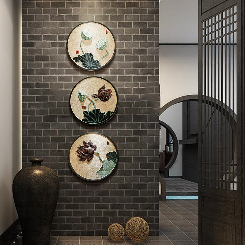 速发客厅背景墙三联挂画艺术浮雕画家居玄关无框画立体装饰画组合图片