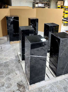 天然黑白根大理石底座摆件酒店商场销售中心工艺品雕塑台基座墩石