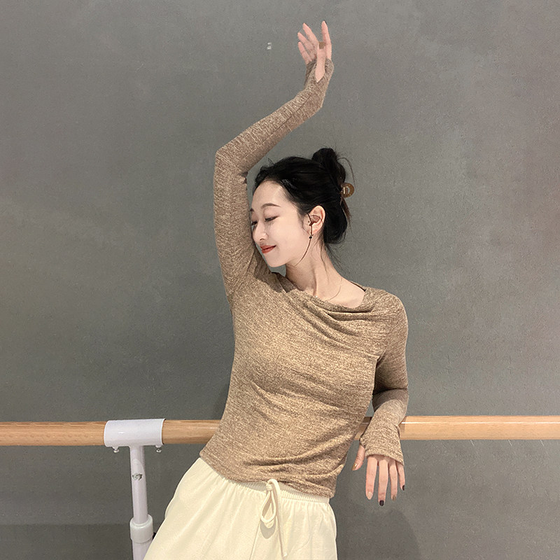 秋冬舞蹈服女一字领手套指袖修身显瘦古典舞现代舞中国舞练功服