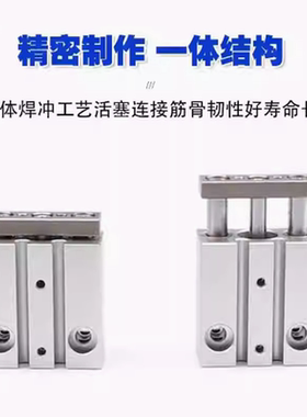 SMC微型带导杆三杆三轴气缸MGJ4-MGJ6-MGJ10-5-10-15-20-F8B-F8NL