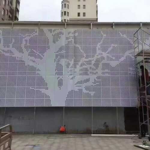 菱型镂空冲孔门头招牌雨棚铝单板冲孔雕花造型异型弧型铝板厂家直