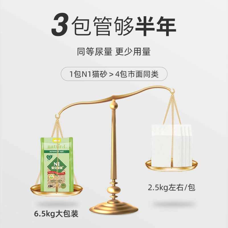 N1爱宠爱猫原味玉米/绿茶/纳米碳吸水结团除臭低尘豆腐猫砂超细沙