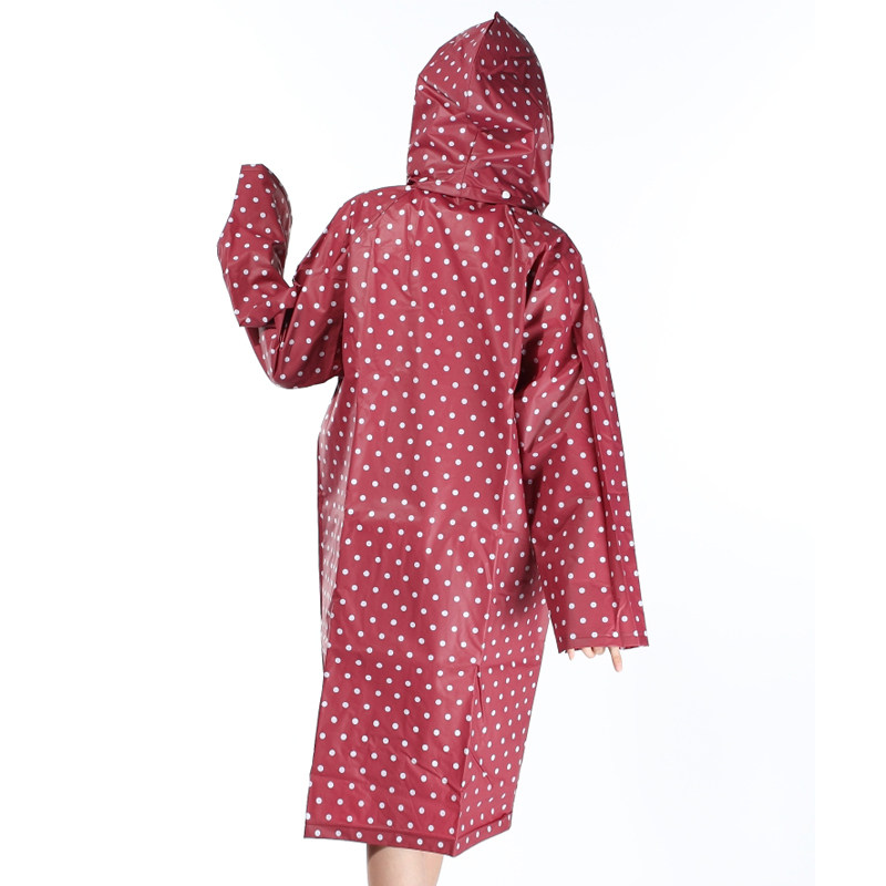 田希宇伊娃圆点水玉圆点风衣式女式雨衣新型防污加厚女式雨披