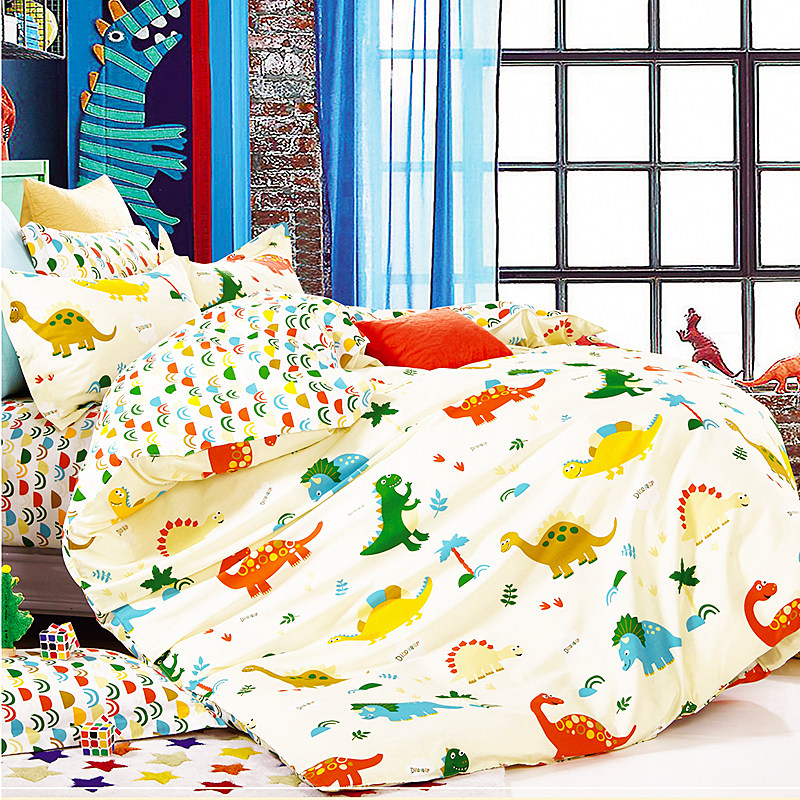 全棉纯棉儿童卡通床上用品1.21.5m米1.8男孩女孩被套床单三四件套