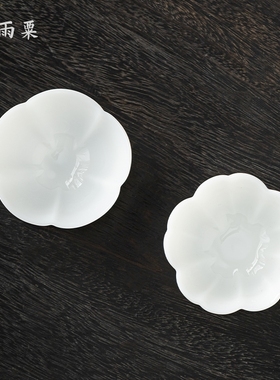 天雨粟 冰种璞玉瓷花瓣主人杯对杯女士杯品茗杯盏功夫茶具伴手礼