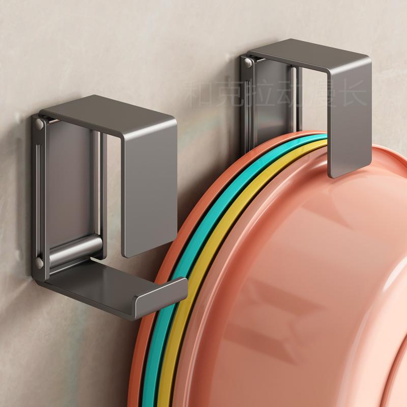 脸盆挂钩免打孔浴室大小盆子收纳架架不锈钢卫生间置物洗澡盆挂盆