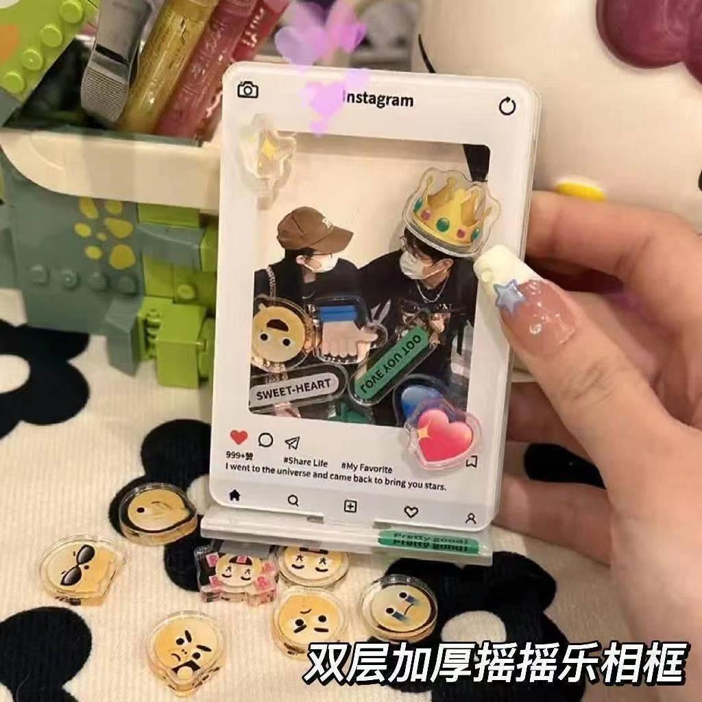 抖音ins创意拍立得照片亚克力相框拍立得3寸照片爱豆小卡展示立牌