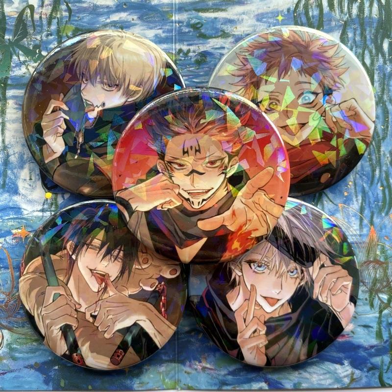 五条悟咒术吧唧徽章回学战大口号58mm镭射细闪马铁胸章动漫生周边