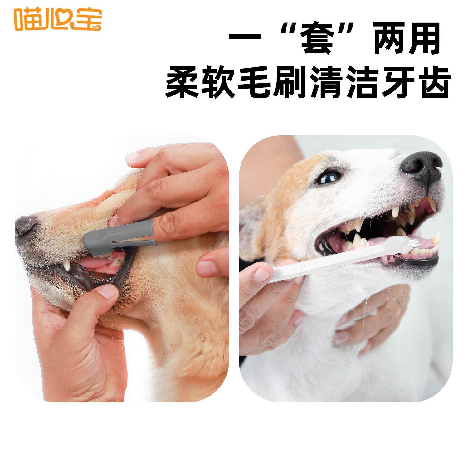 现货三件套宠物牙刷 双面刷头猫咪清洁口腔用品宠物牙刷