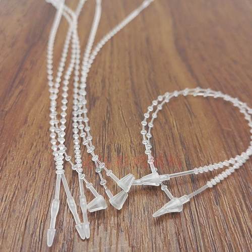 现货透明黑色PP塑料珠链珠带手穿针珍珠子母扣吊粒吊商标绳子