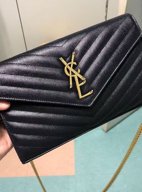 2025新款信封包链条单肩斜挎包高级感真皮百搭鱼子酱woc手拿女包