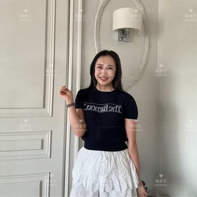 韩系清爽感显瘦薄款针织短袖T恤