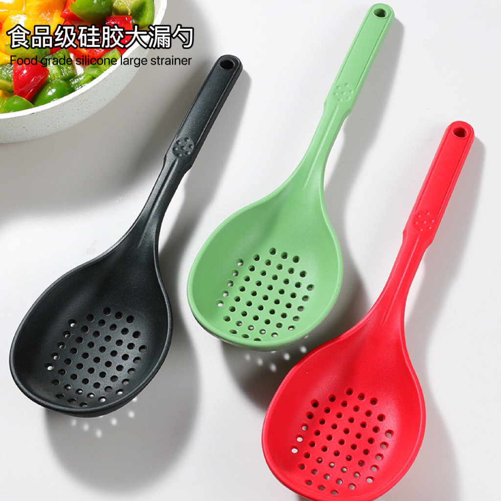 硅胶漏勺厨房家用不粘锅捞面饺子沥水滤勺汤粉捞勺子耐高温大