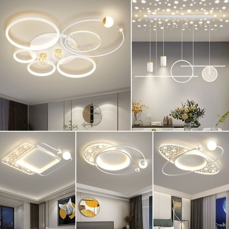 客厅灯简约现代大气满天星白色吸顶灯具组合全屋套餐2023年新款