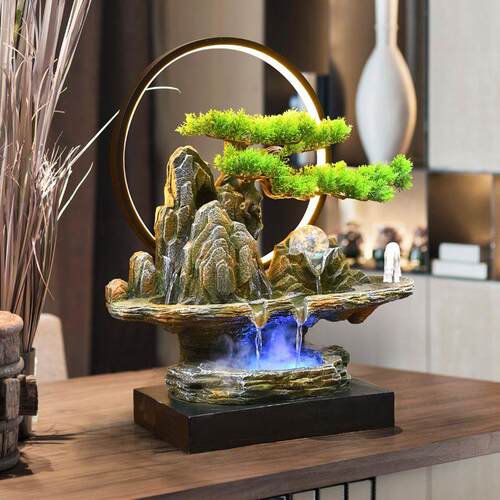 假山流水生财摆件循环水