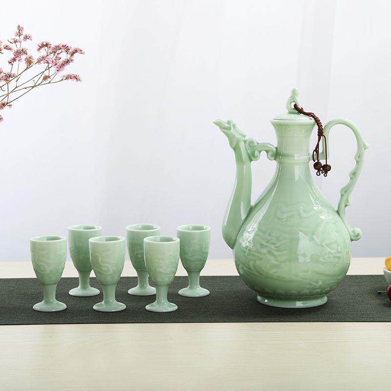 青瓷白酒酒具套装家用陶