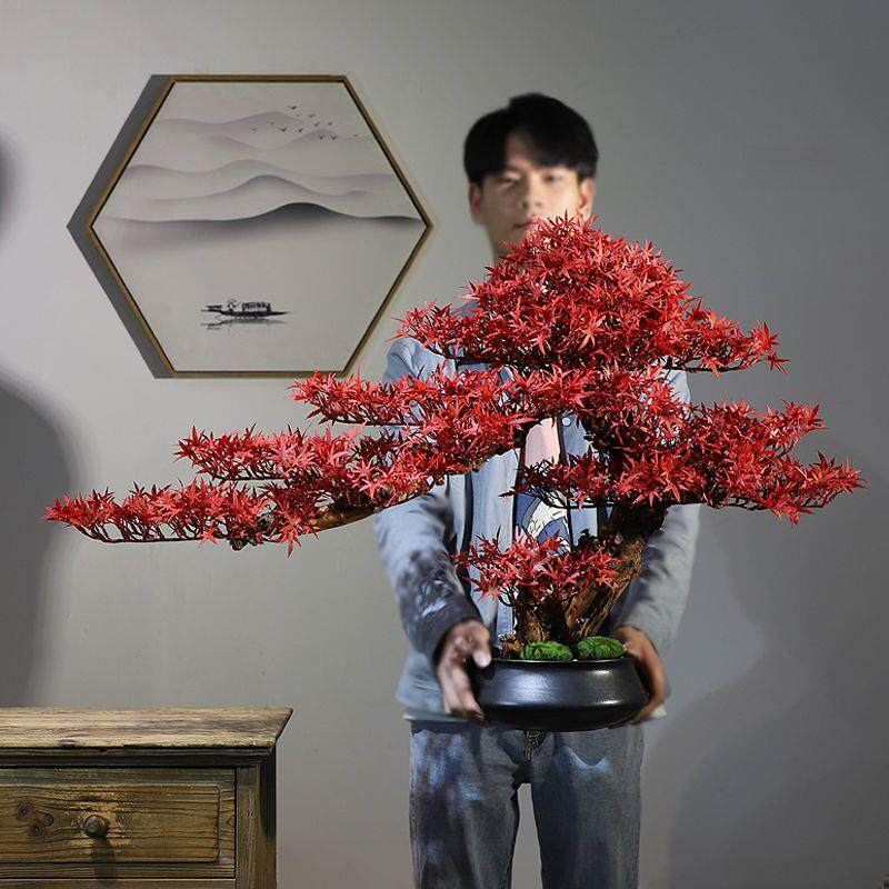 新中式仿真绿植红枫树禅