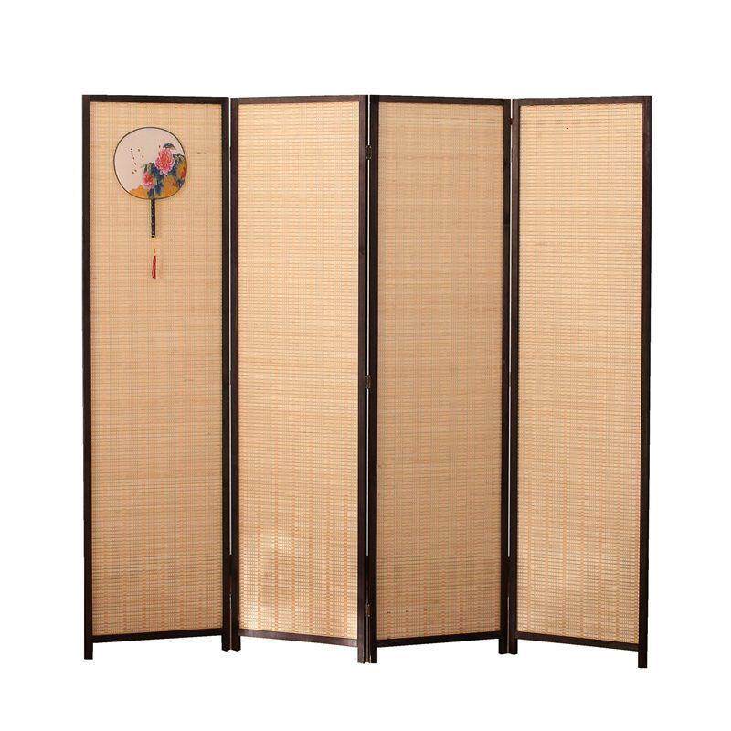 简易竹子实木屏风折叠推