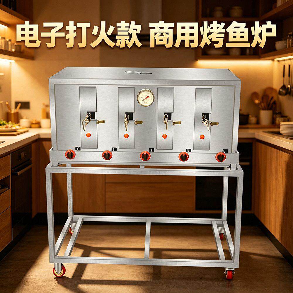 商用燃气烤鱼摆摊无烟煤