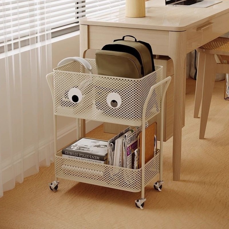书包置物架家用儿童书桌旁放书本背包收纳架可移动零食小推车收纳