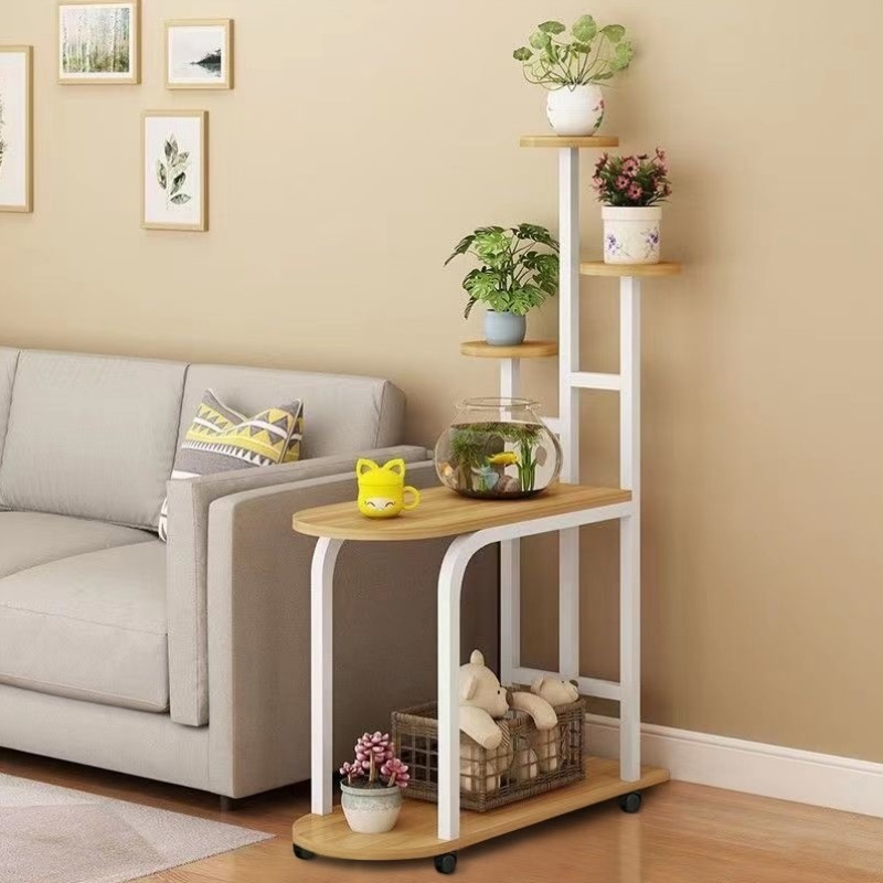 落地式多层北欧简约室内花架家用客厅边几铁艺花盆鱼缸装饰置物架