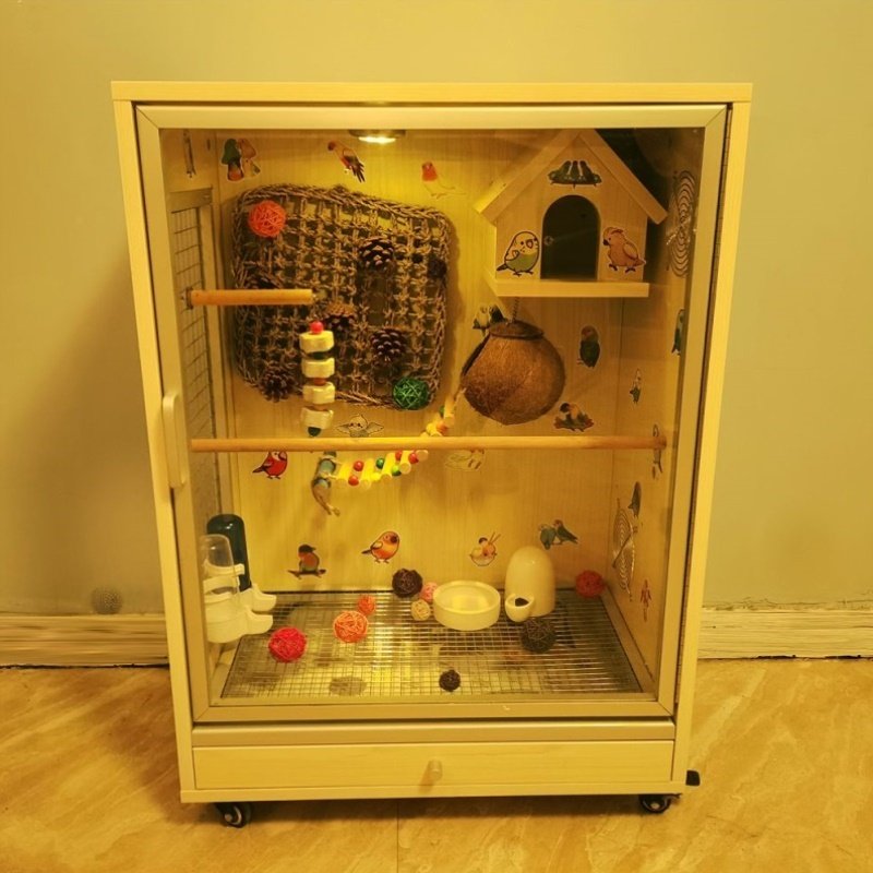 家用实木玄凤豪华柜笼生态板观赏笼高端鹦鹉笼笼子别墅繁殖牡丹