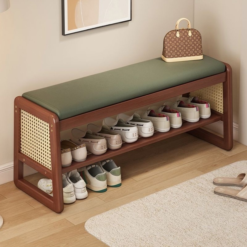 新中式换鞋凳门口可坐入户门单层鞋架家用玄关软包鞋柜带坐凳一体